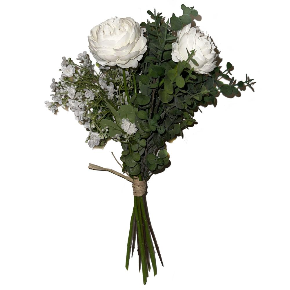 Arrangements | Artificial Ranunculus Flower and Foliage Bundle – White Arrangements Arrangements