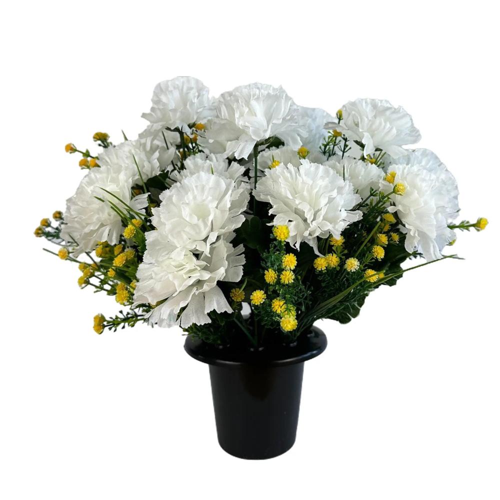 Arrangements | Artificial White Carnation Flower Grave Pot Flower Arrangement Arrangements Arrangements