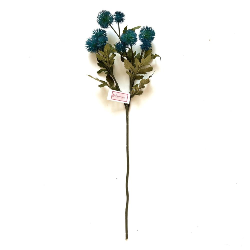 Blue Flowers | Artificial Pompom Dahlia Flower Spray Teal Blue 56cm Flowering Plants & Trees Blue Flowers