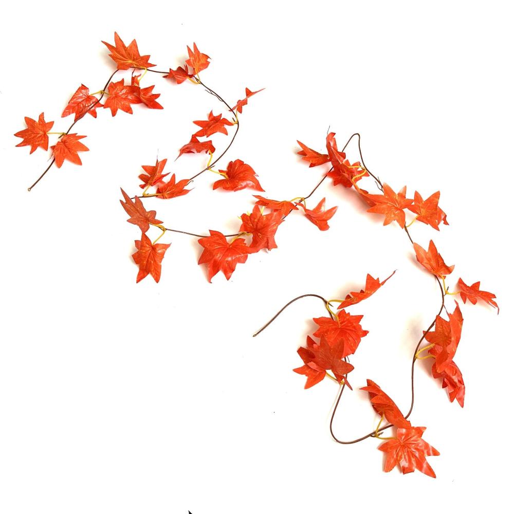 Christmas | Artificial Maple Leaf Garland 240cm – Orange Leaves Artificial Leaves Artificial Leaves