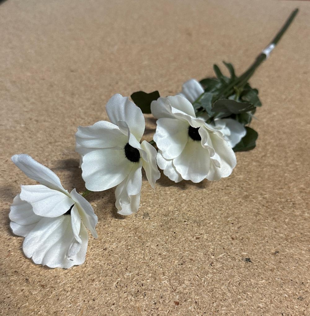 Clearance | Artificial Ivory Poppy Flower Stem 49cm Clearance Clearance