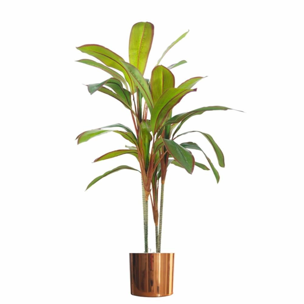 Dracaena | 100cm Artificial Potted Dracaena Tropical Plant with Copper Metal Plater Artificial Plants Dracaena