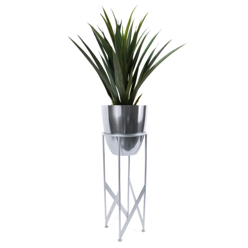 Exotic & Succulents | 90cm Silver Planter with Artificial Yukka Plant Artificial Plants Exotic & Succulents