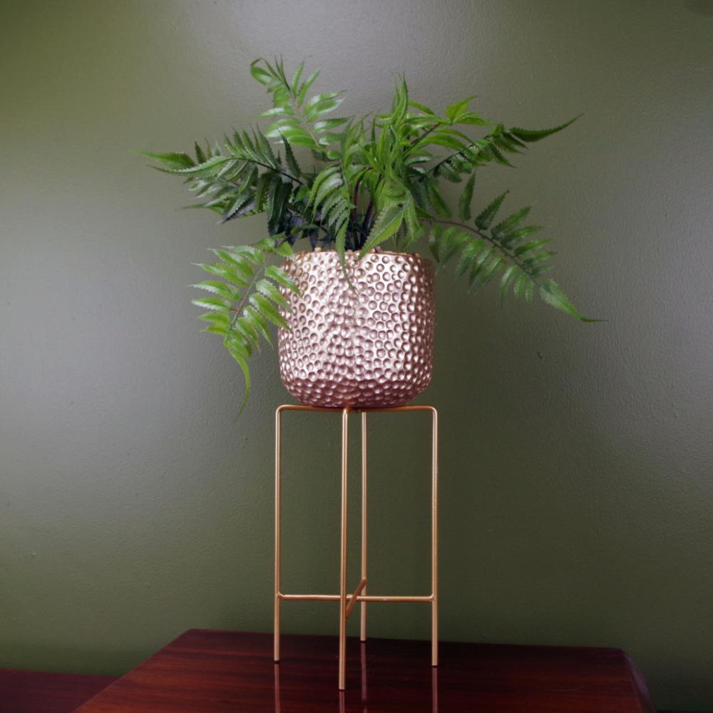 Ferns & Grasses | 60cm Artificial Fern Plant Potted in Planter with Metal Stand Artificial Plants Ferns & Grasses