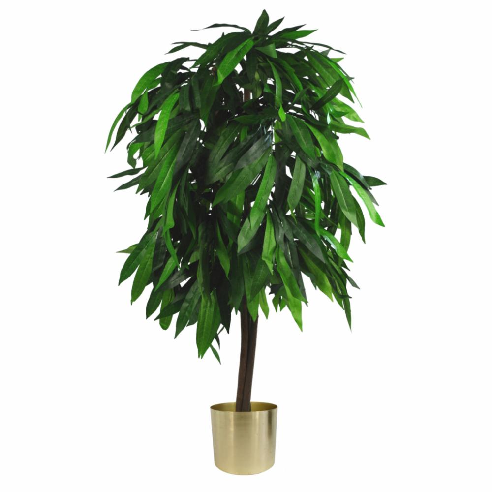 Ficus Trees | 120cm Large Artificial Mango Tree Plant with Metal Planter Artificial Trees Ficus Trees