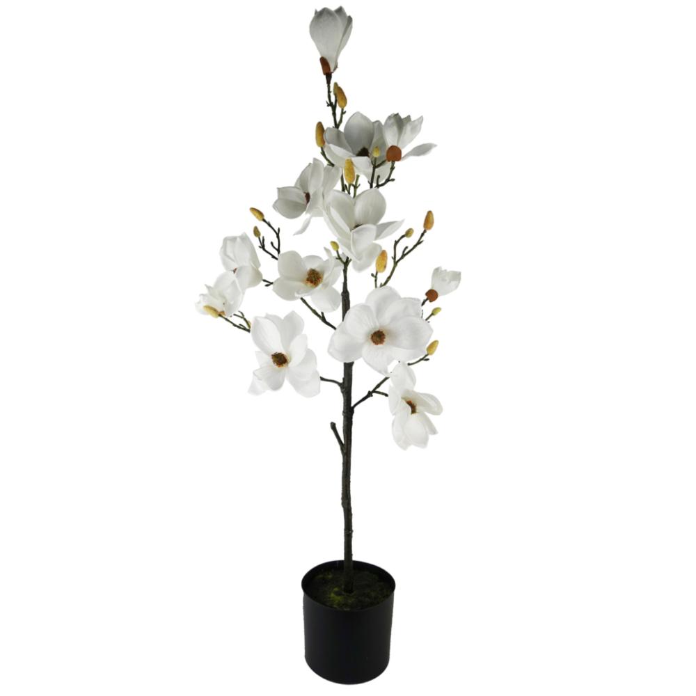 Flowering Trees | 110cm Magnolia Artificial Tree White Potted Flowering Flowering Trees