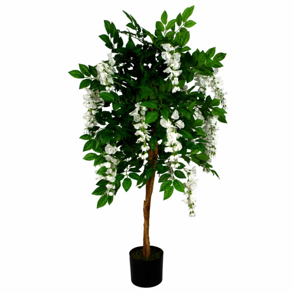 Flowering Trees | 130cm Luxury Artificial Wisteria Tree White Flowers Premium Range Flowering Flowering Trees