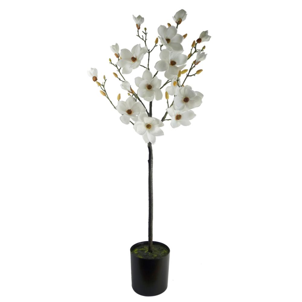 Flowering Trees | 140cm Magnolia Artificial Tree White Potted Flowering Flowering Trees