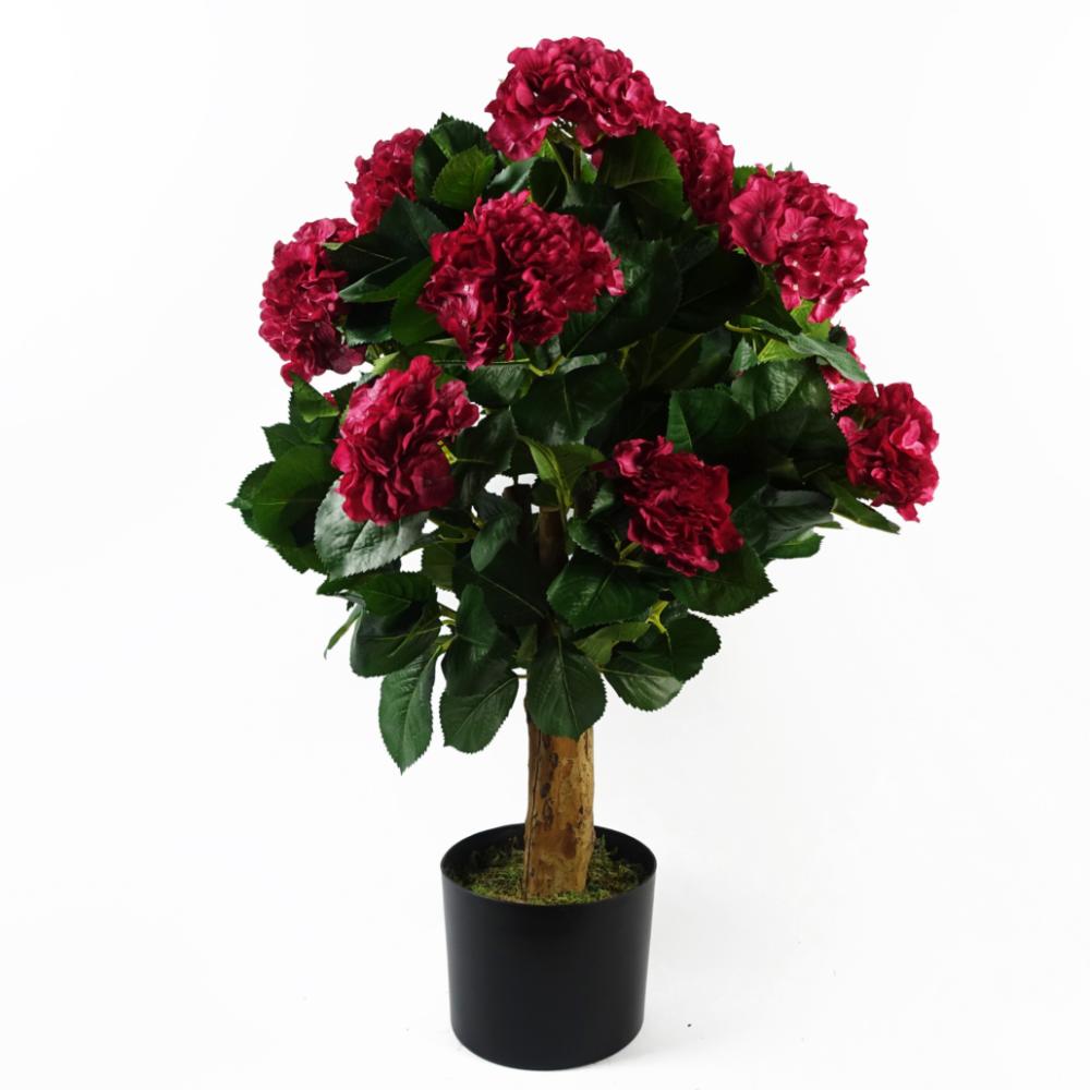 Flowering Trees | 75cm Artificial Pink Bush Hydrangea Plant Potted Flowering Flowering Trees