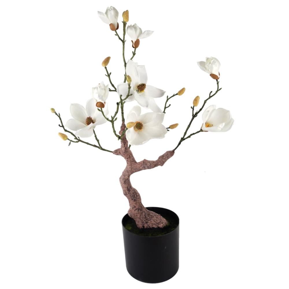 Flowering Trees | 80cm Magnolia Artificial Tree White Potted Flowering Flowering Trees