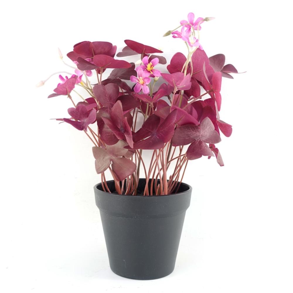 Foliage Plants | 30cm Artificial Plant Realistic Purple Shamrock Pink Flowers Potted Artificial Plants Foliage Plants