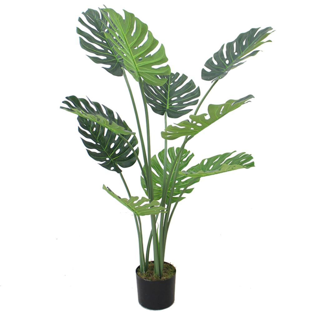 Large Leaved | 120cm (4ft) Luxury Monstera Plant Black Pot Artificial Plants Large Leaved