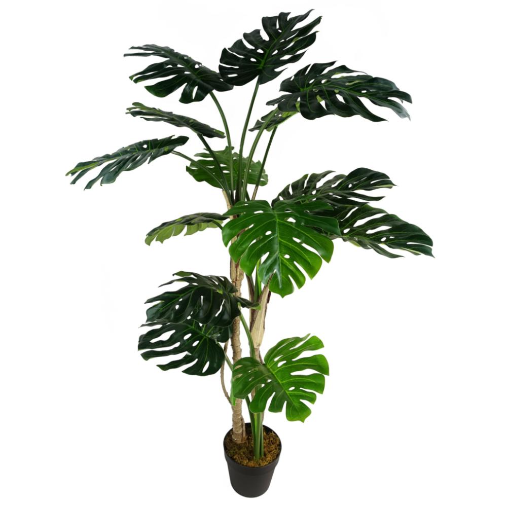 Large Leaved | 150cm (5ft) Luxury Monstera Plant Black Pot Artificial Plants Large Leaved