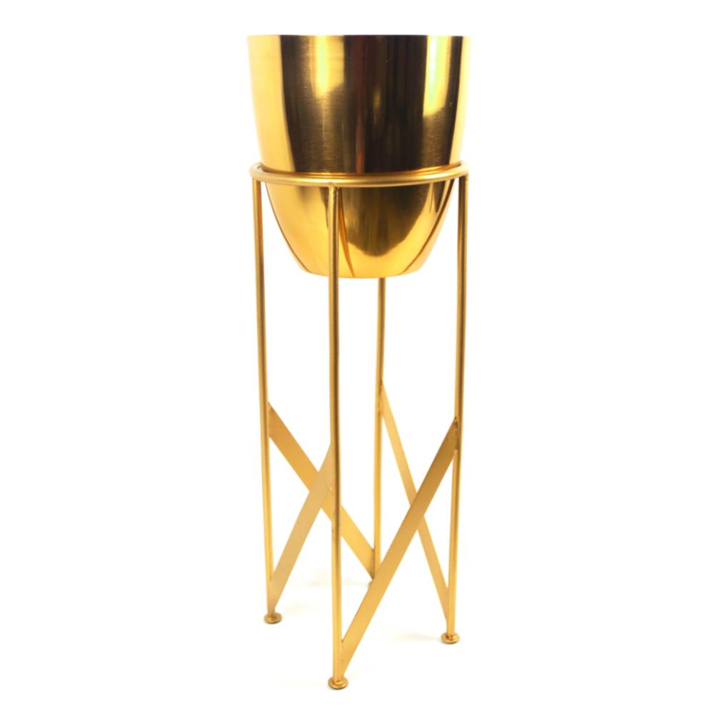 Metal Planters | 55cm Gold Planter with Matching Stand Metal Planters Metal Planters