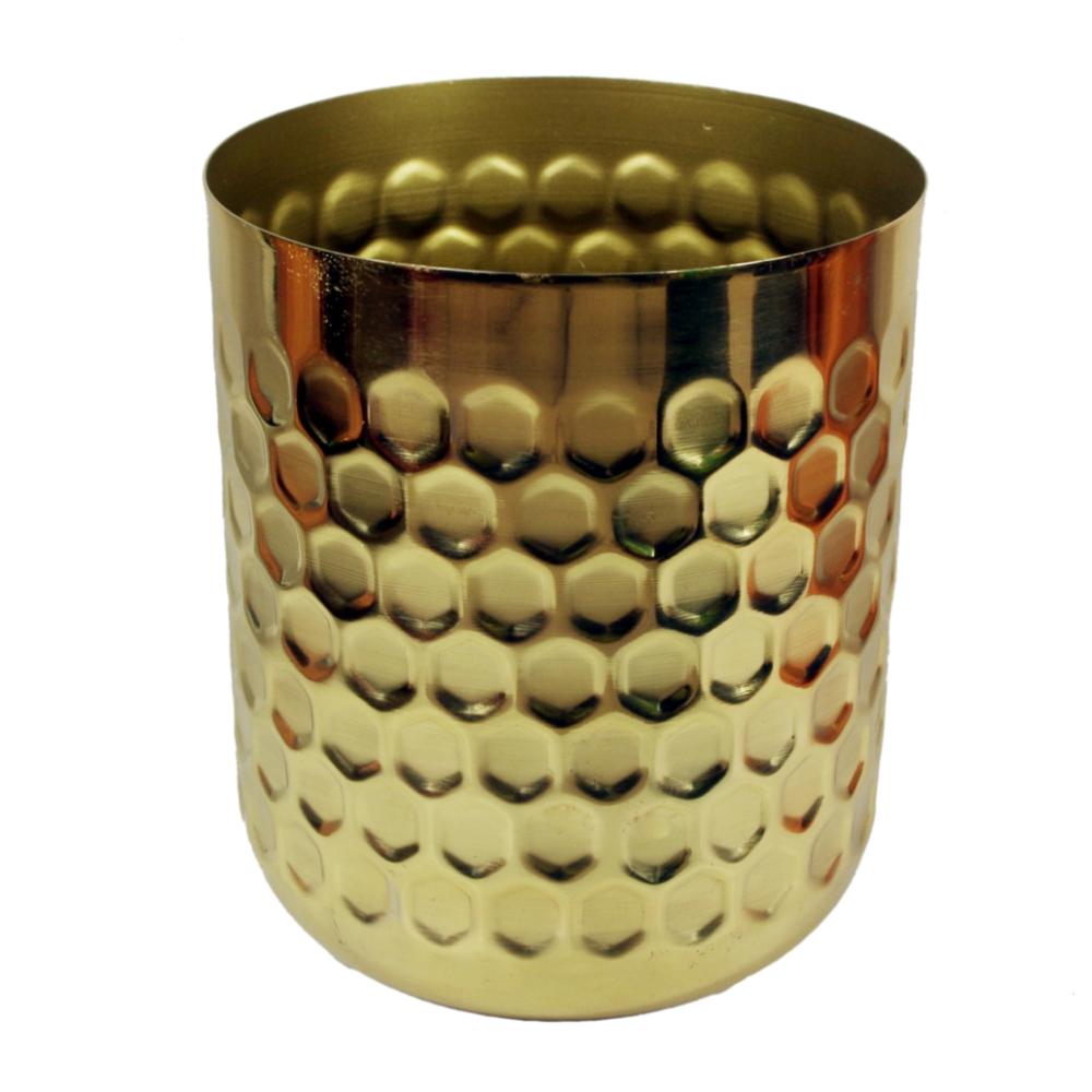 Metal Planters | Honeycomb Metal Planter Gold 18cm x 15.5cm Metal Planters Metal Planters