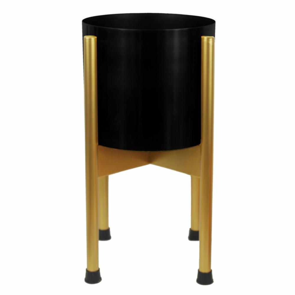 Metal Planters | Medium Gold Stand with Black Metal Planter 38.5cm x 18cm Metal Planters Metal Planters