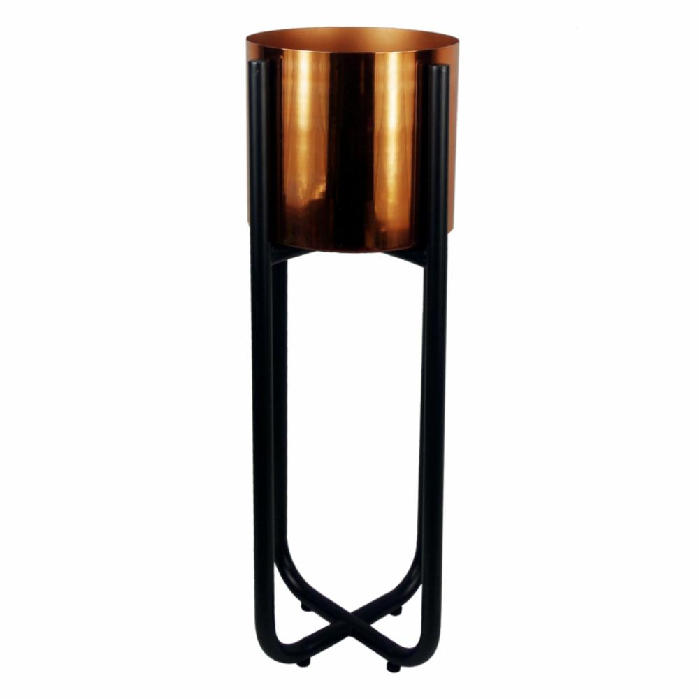 Metal Planters | Tall Black Stand with Copper Metal Planter 62cm x 18cm Metal Planters Metal Planters