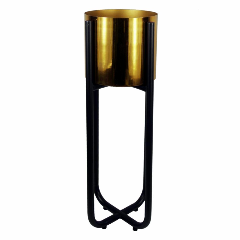 Metal Planters | Tall Black Stand with Gold Metal Planter 62cm x 18cm Metal Planters Metal Planters