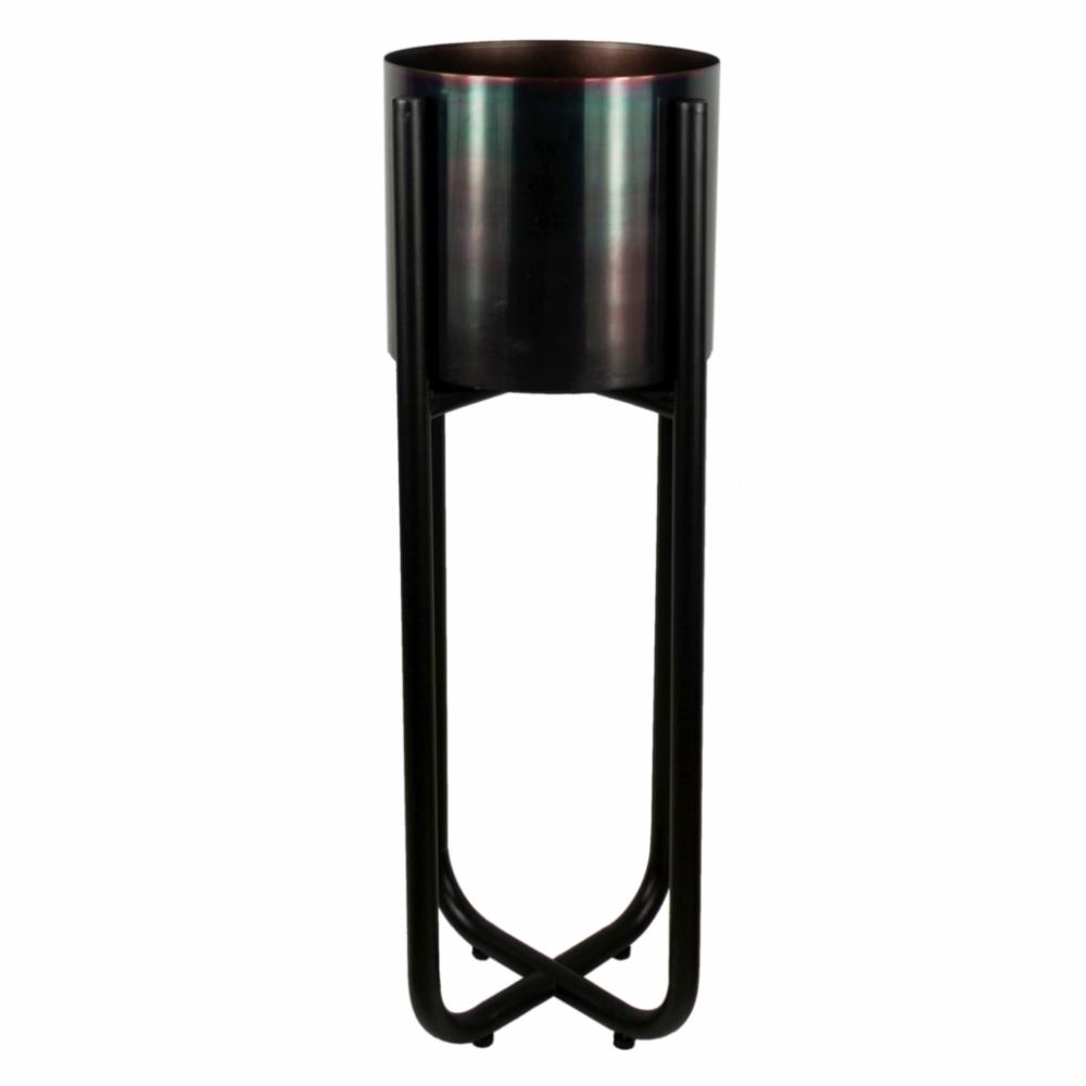 Metal Planters | Tall Black Stand with Iridescent Rainbow Metal Planter 62cm x 18cm Metal Planters Metal Planters