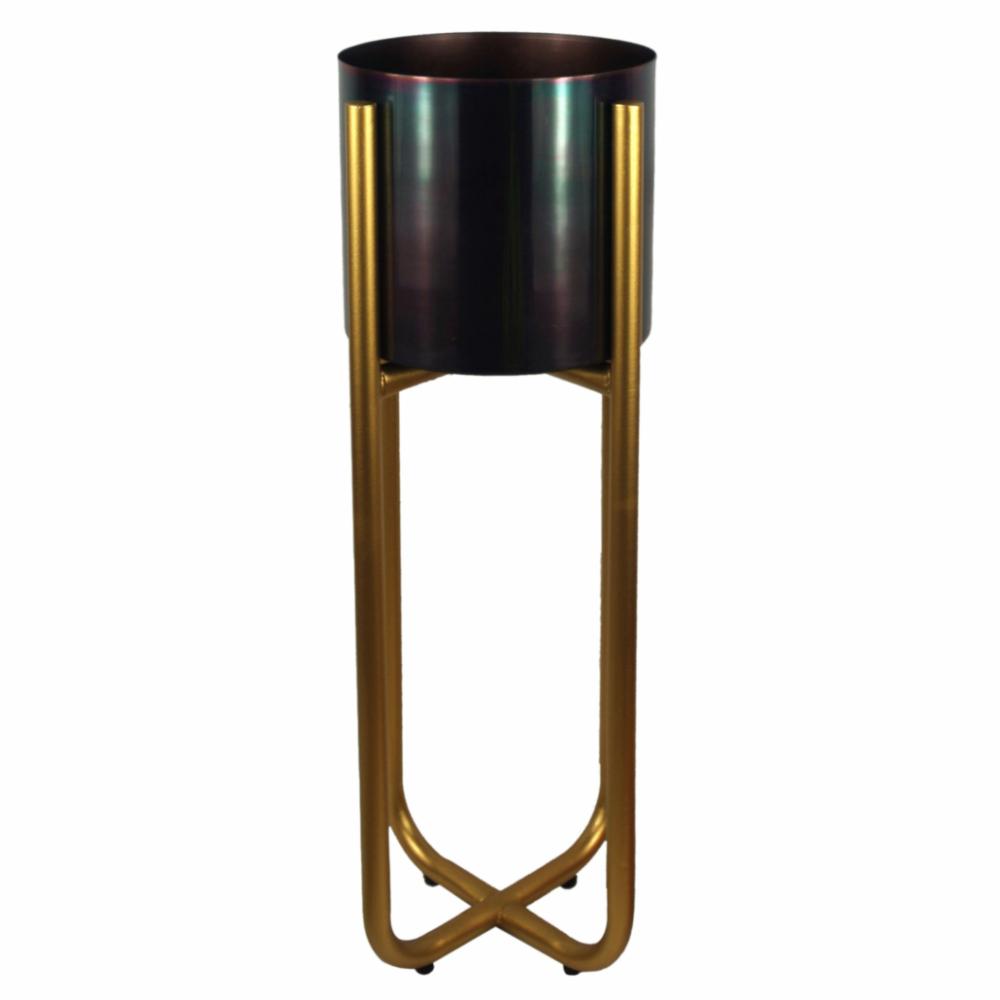 Metal Planters | Tall Gold Stand with Black Metal Planter 62cm x 18cm Metal Planters Metal Planters