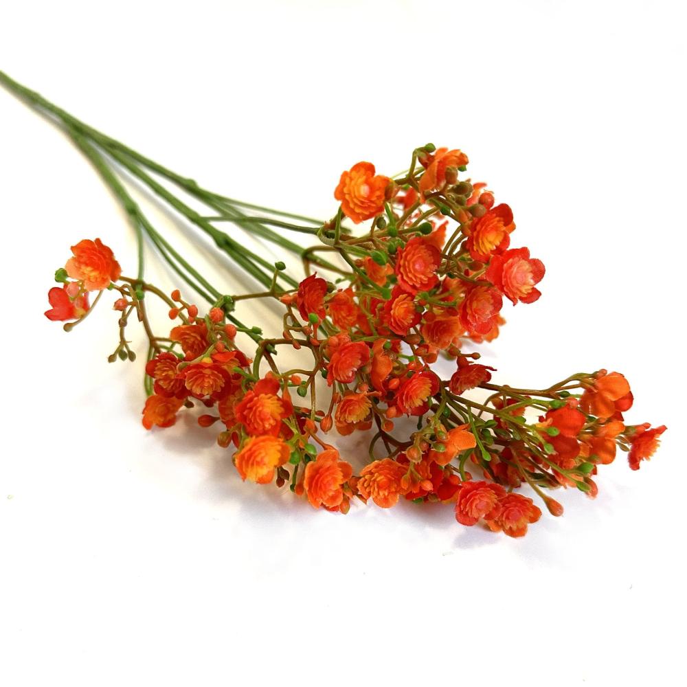 Orange Flowers | Artificial Gypsophila Flower Spray with Orange Flowers 70cm Flowering Plants & Trees Orange Flowers