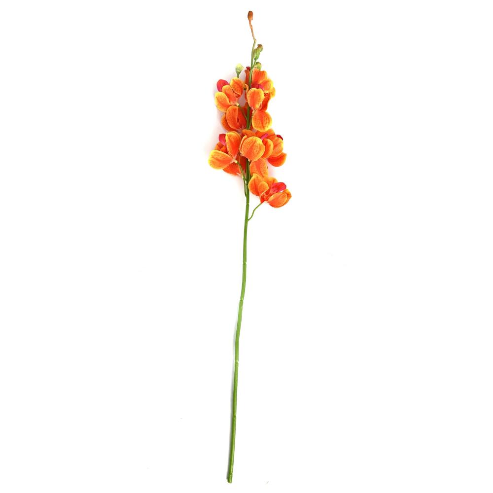 Orange Flowers | Artificial Orange Mokara Orchid Flower Stem 49cm Flowering Plants & Trees Orange Flowers