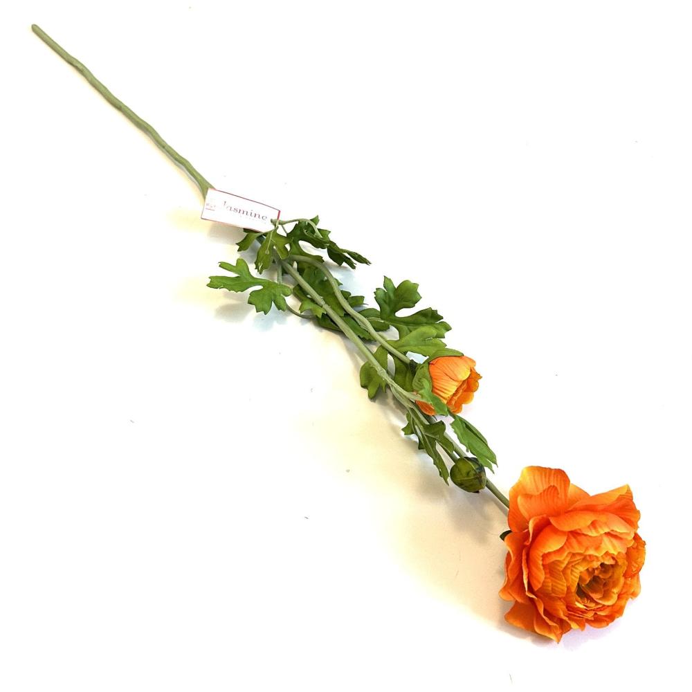 Orange Flowers | Artificial Ranunculus Flower Spray With Orange Flowers 70cm Flowering Plants & Trees Orange Flowers