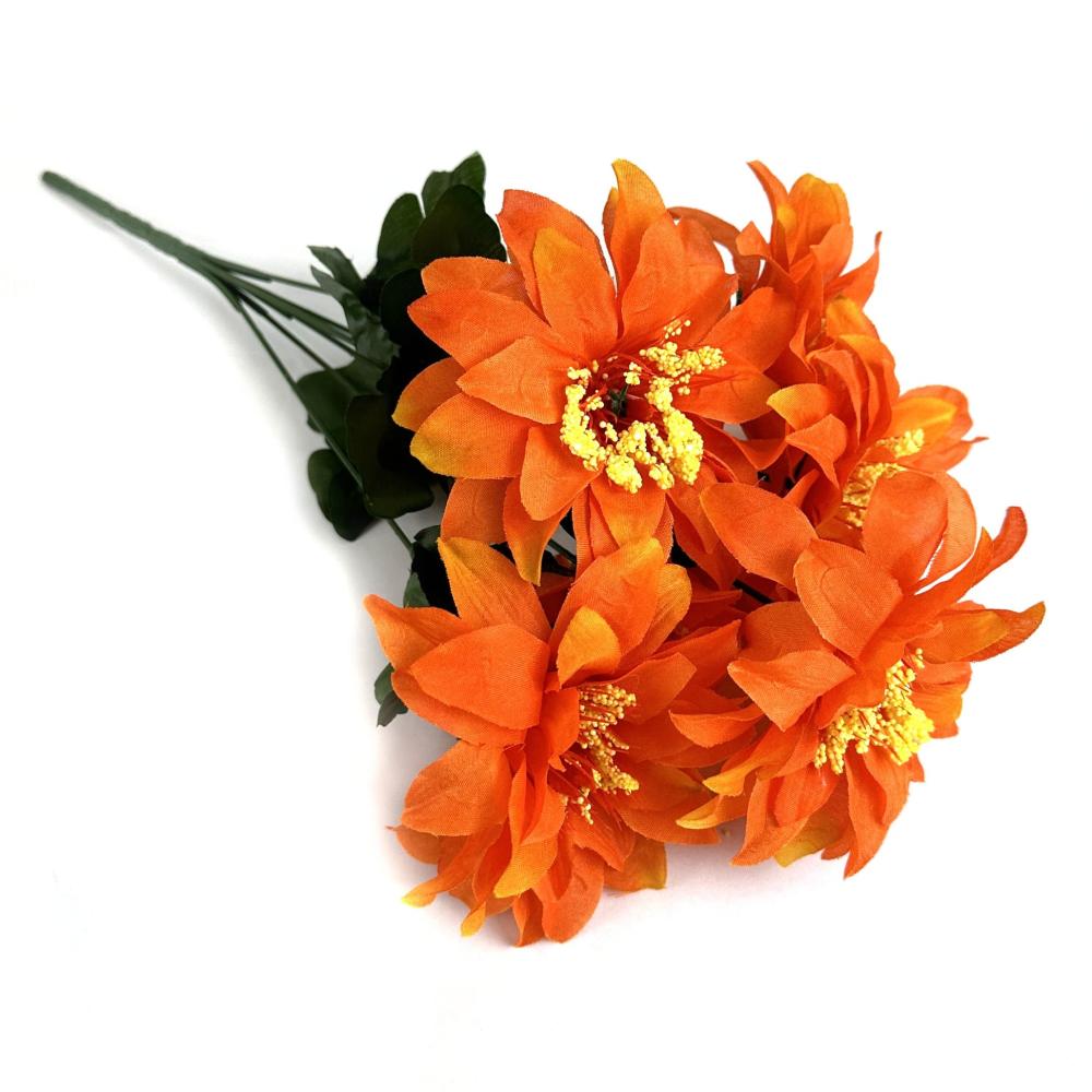 Orange Flowers | Artificial Zinnia Flower Bush 35cm – Orange Flowering Plants & Trees Orange Flowers