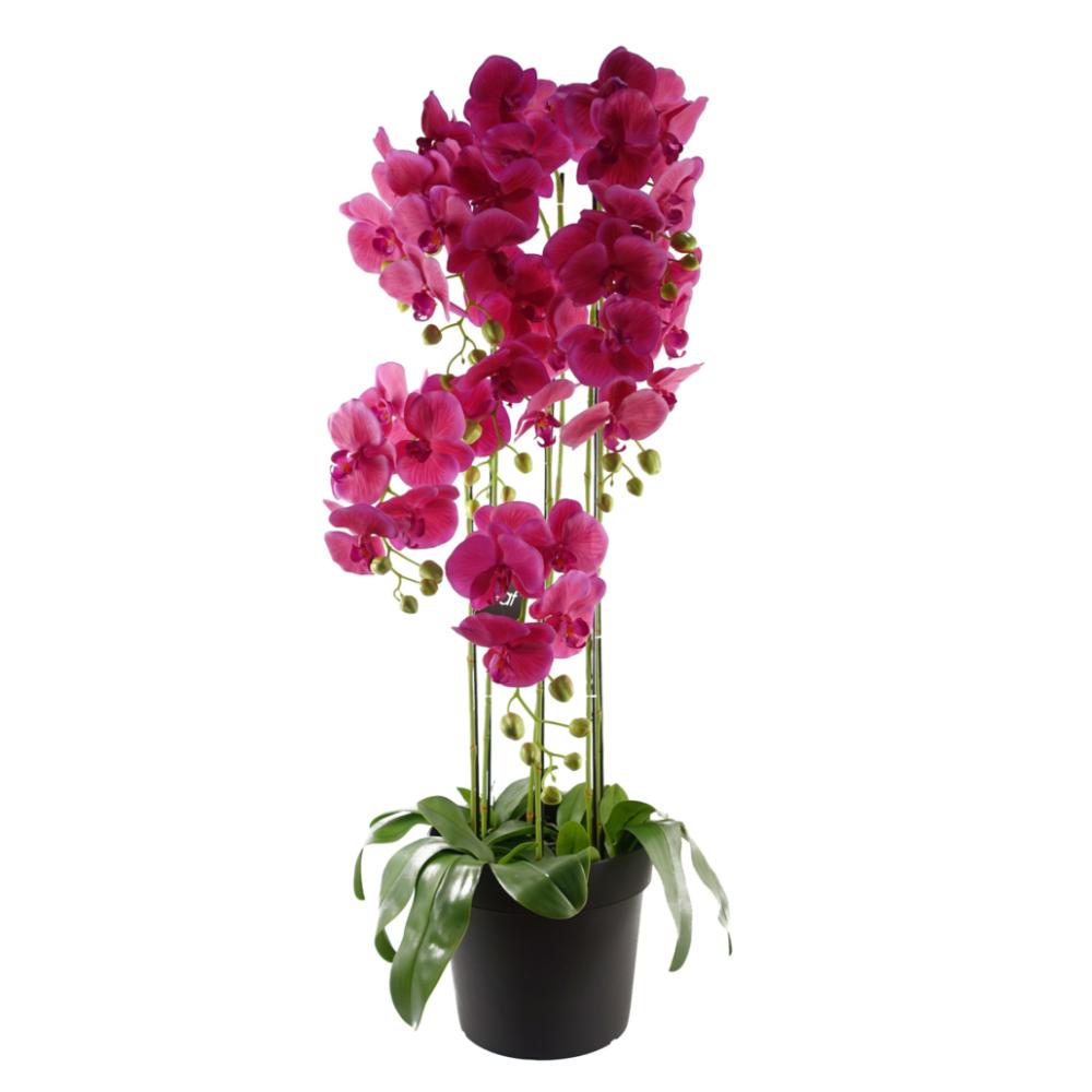 Orchids | 110cm Large Pink Orchid Plant Artifcial 41 REAL TOUCH flowers Flowering Orchids