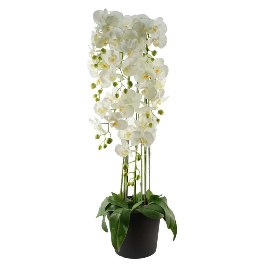 Orchids | 110cm Large White Orchid Plant Artifcial 41 REAL TOUCH flowers Flowering Orchids