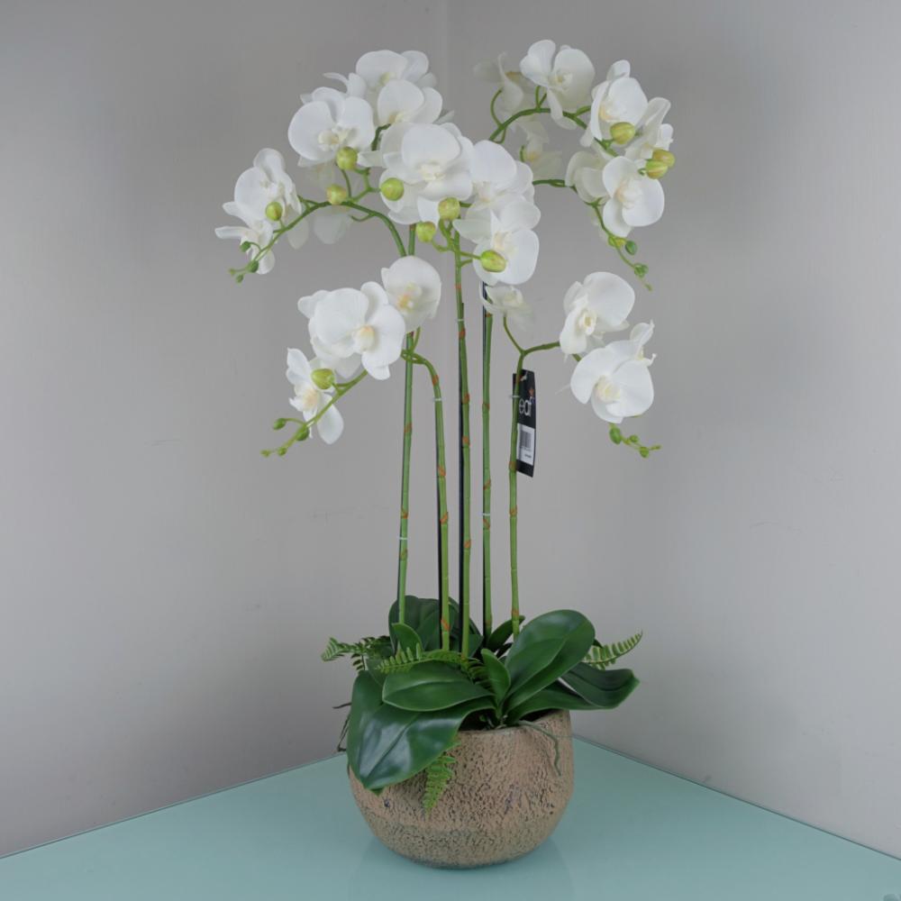 Orchids | 80cm Large Orchid White Artificial 41 REAL TOUCH flowers Flowering Orchids