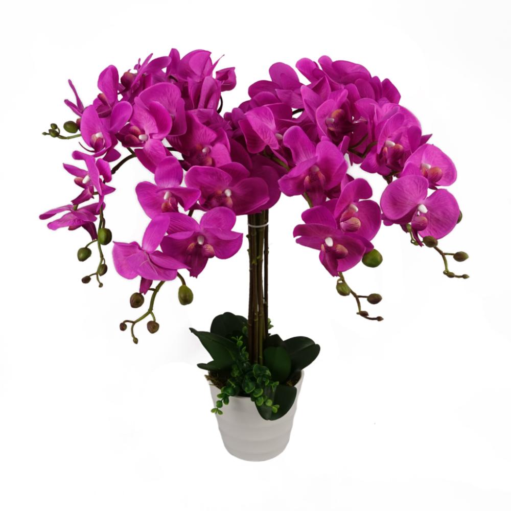 Orchids | 85cm Artificial Deluxe Bush Orchid Dark Pink Flowering Orchids