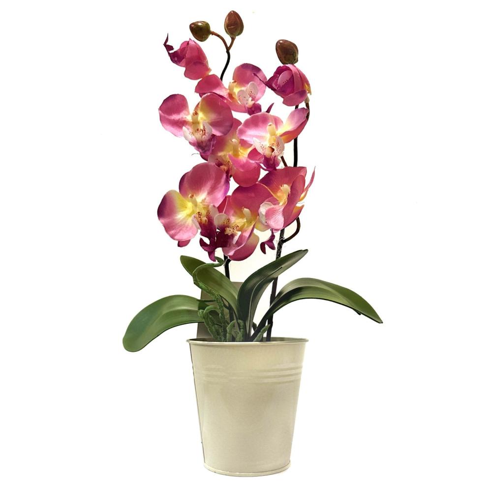 Orchids | Artificial Orchid Flower in Metal Pot 40cm Artificial Plants Orchids