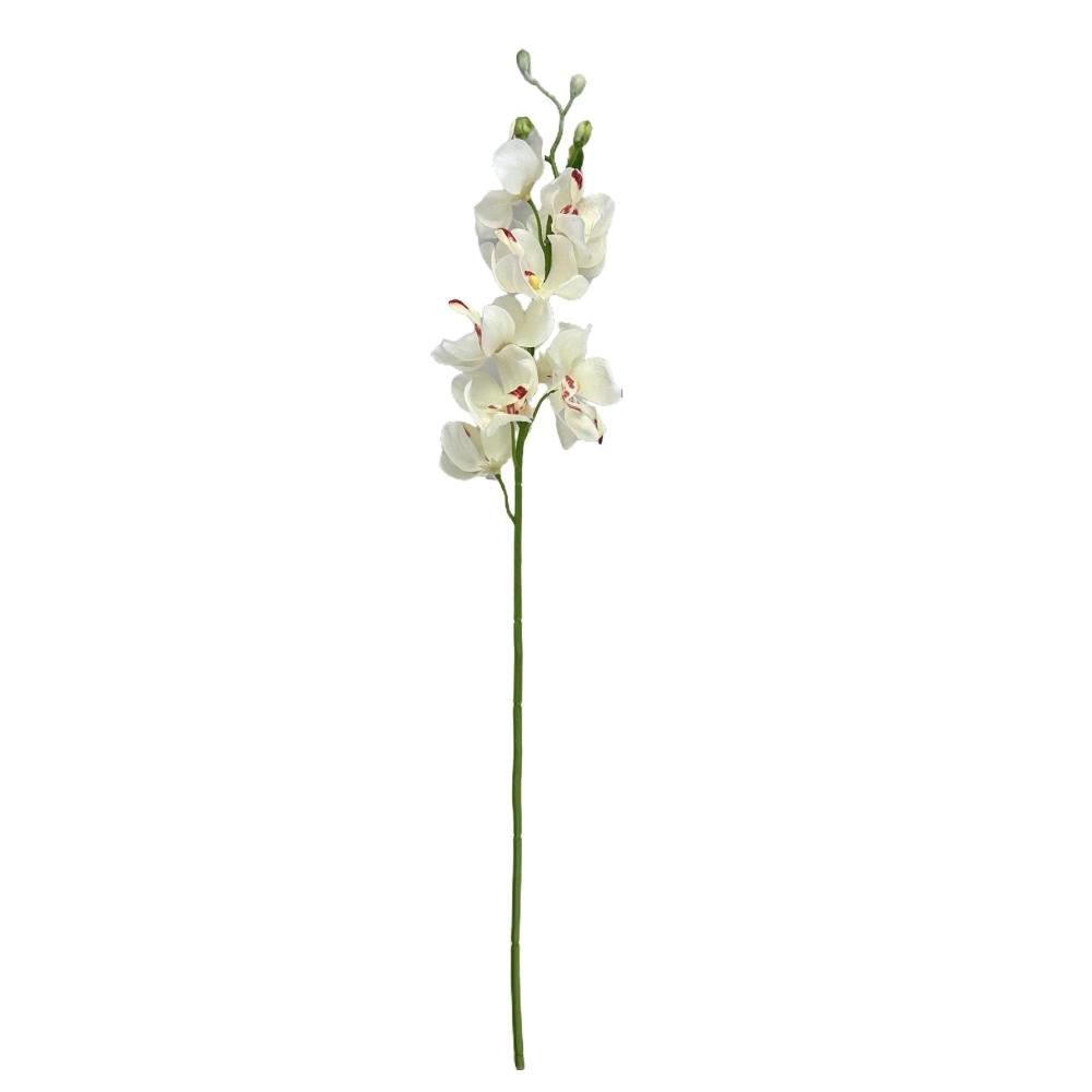 Orchids | Artificial White Mokara Orchid Flower Stem 49cm Flowering Plants & Trees Orchids