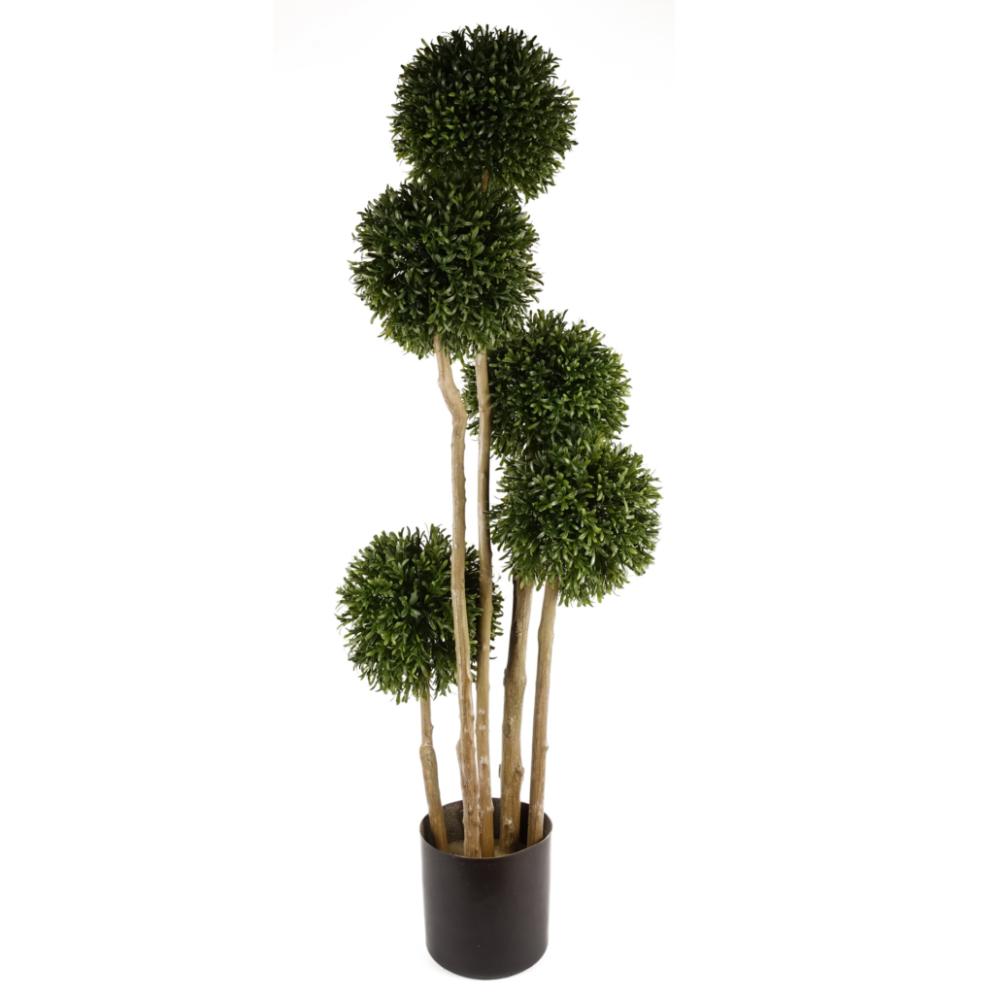 Outdoor UV Stable | 120cm UV Resistant Balls Topiary 480 Leaves Natural Trunk Artificial Trees Outdoor UV Stable