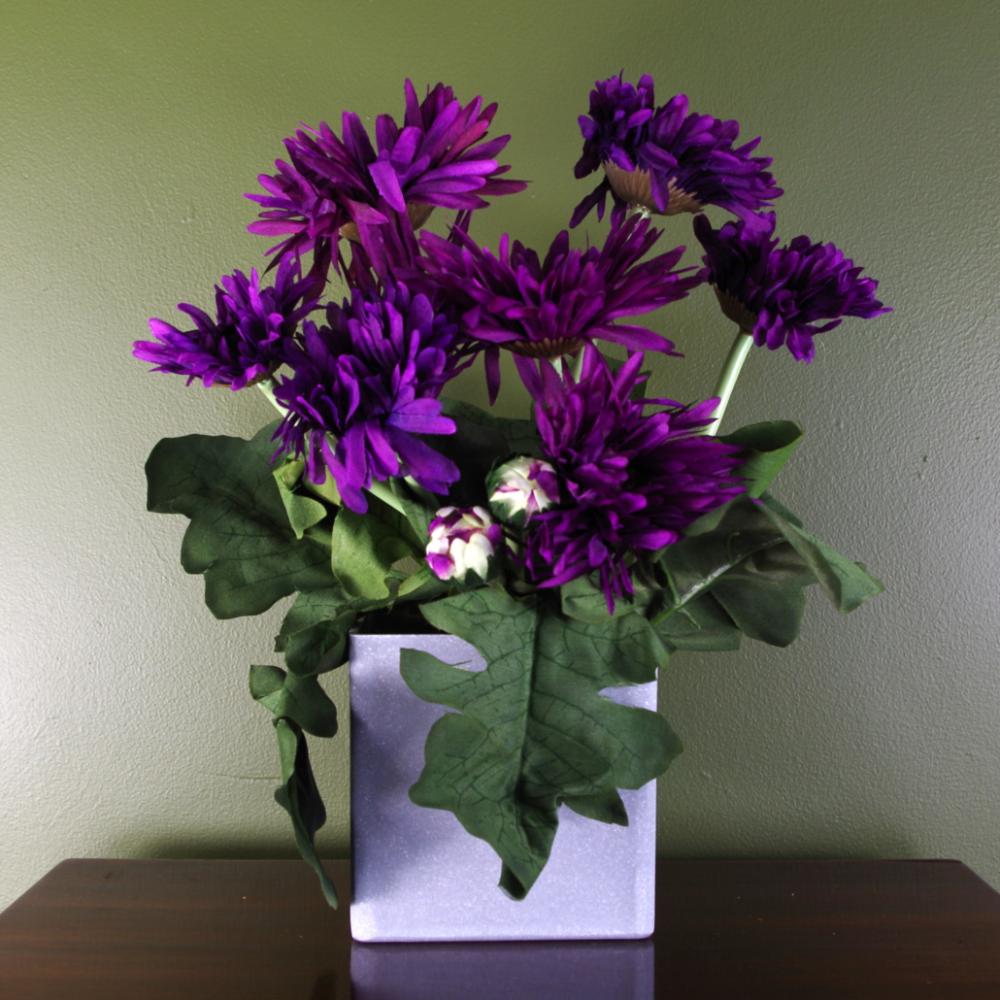 Potted Flower | Artificial Potted Daisy Flowering Plant Purple Flowering Potted Flower