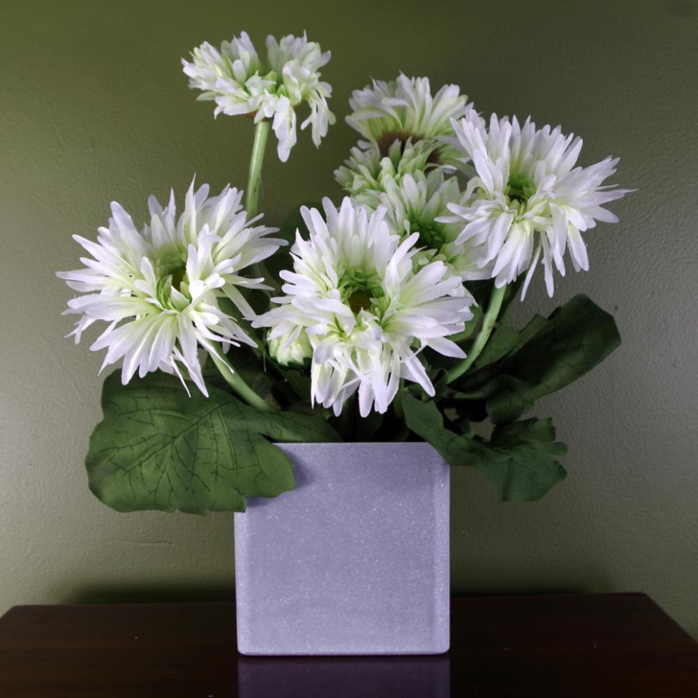 Potted Flower | Artificial Potted Daisy Flowering Plant White Flowering Potted Flower