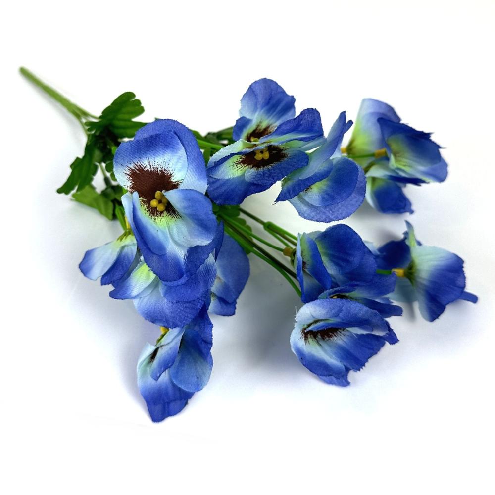 Spring Flowers | Artificial Pansy Bush 34cm – Blue Blue Flowers Blue Flowers