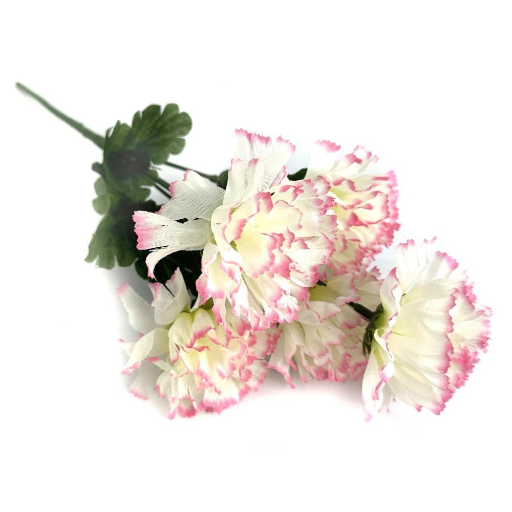 Summer Flowers | Artificial Carnation Flower Bush 33cm – White and Pink Flowering Plants & Trees Summer Flowers