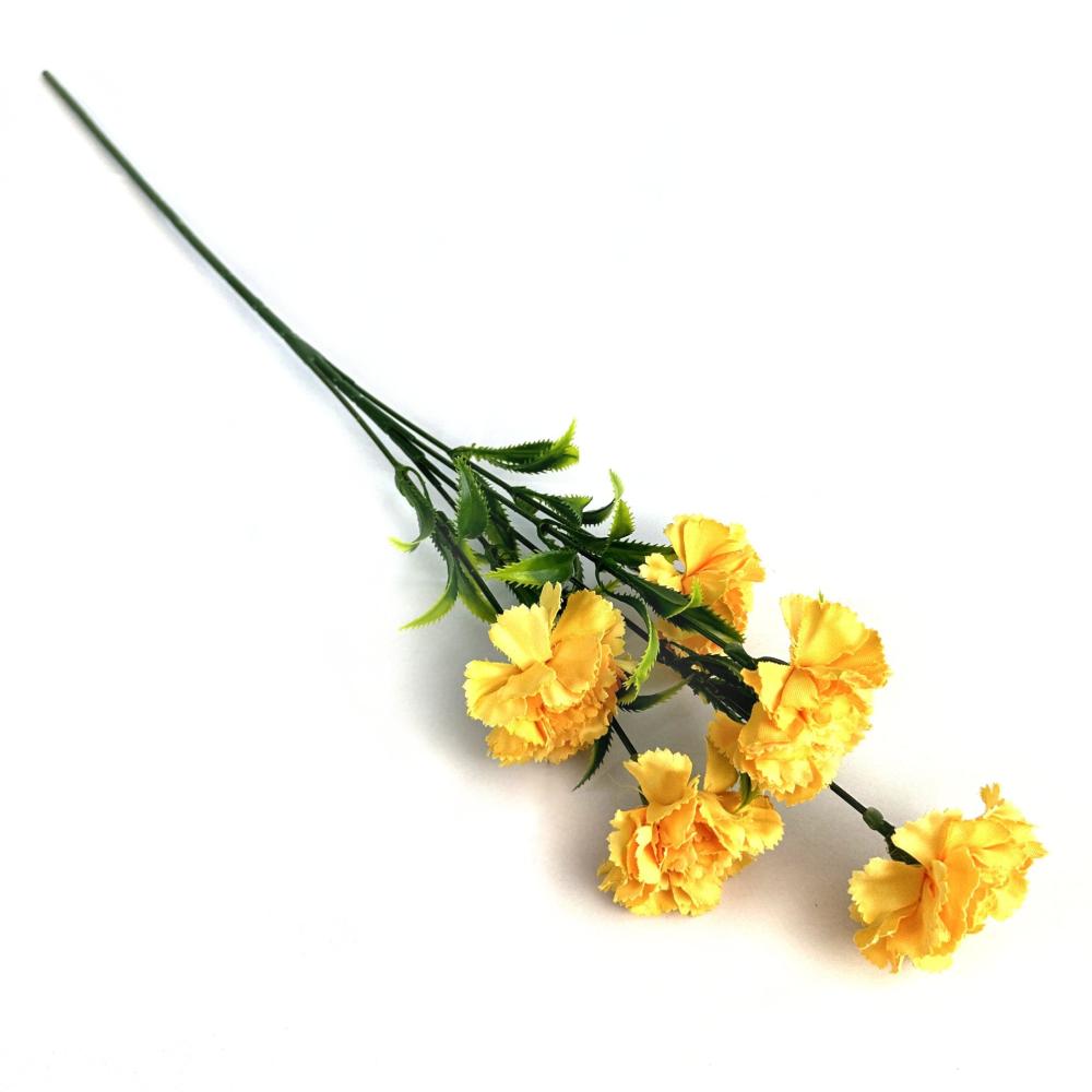 Summer Flowers | Artificial Carnation Flower Stem 58cm Yellow Flowering Plants & Trees Summer Flowers