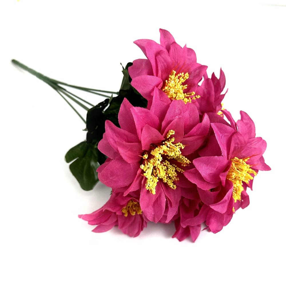 Summer Flowers | Artificial Zinnia Flower Bush 35cm – Hot Pink Flowering Plants & Trees Summer Flowers