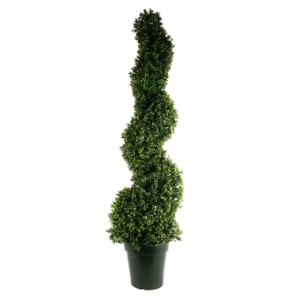 Topiary Trees | 125cm UV Resistant Plastic New Boxwood Spiral Tree 920 leaves Artificial Trees Outdoor UV Stable