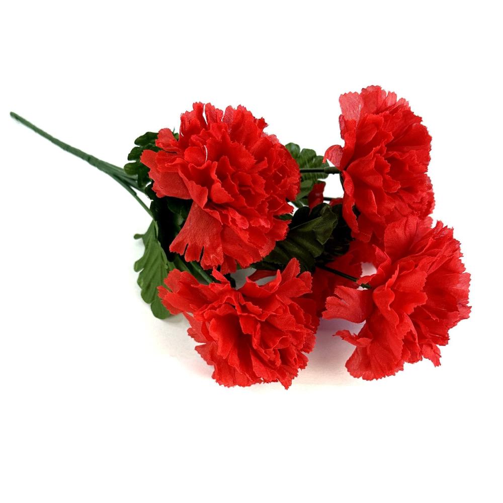 Wedding Flowers and Decorations | Artificial Carnation Flower Bush 33cm – Red Flowering Plants & Trees Summer Flowers