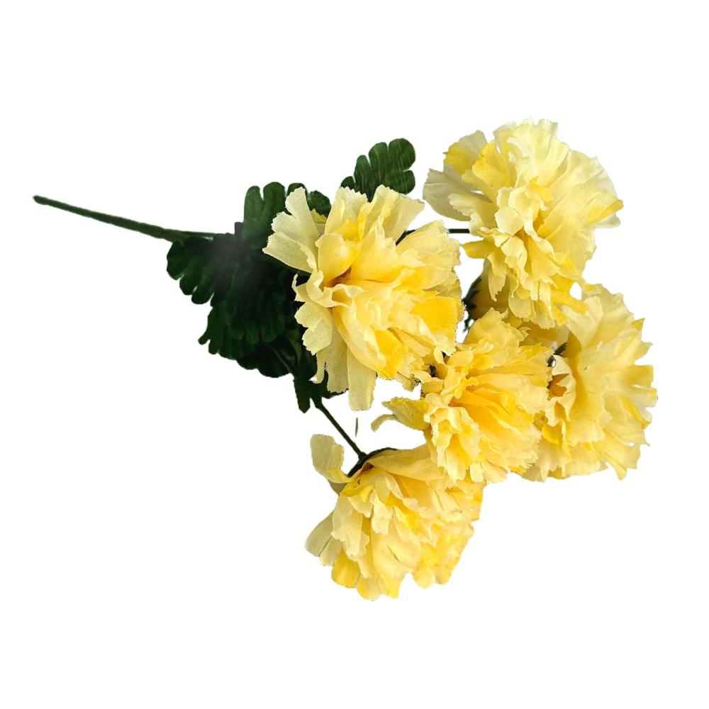 Wedding Flowers and Decorations | Artificial Carnation Flower Bush 33cm – Yellow Flowering Plants & Trees Summer Flowers