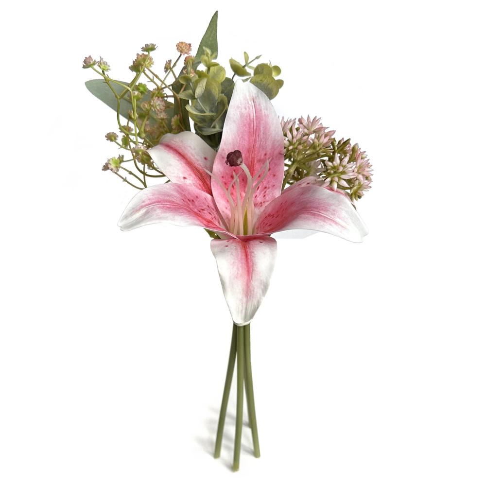 Wedding Flowers and Decorations | Artificial Lily and Foliage Bundle – Pink Arrangements Arrangements