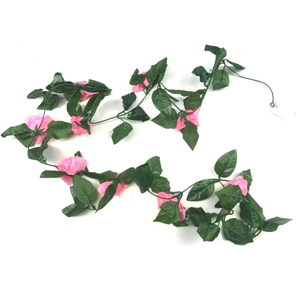 Wedding Flowers and Decorations | Artificial Rose Flower Garland – Pink 8ft Artificial Garlands Artificial Garlands