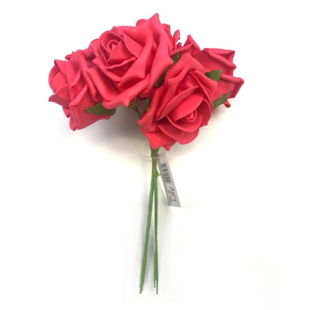 Wedding Flowers and Decorations | Bundle of 6 Artificial Red Roses 24cm – Flower Bouquet Flowering Plants & Trees Wedding Flowers & Decorations