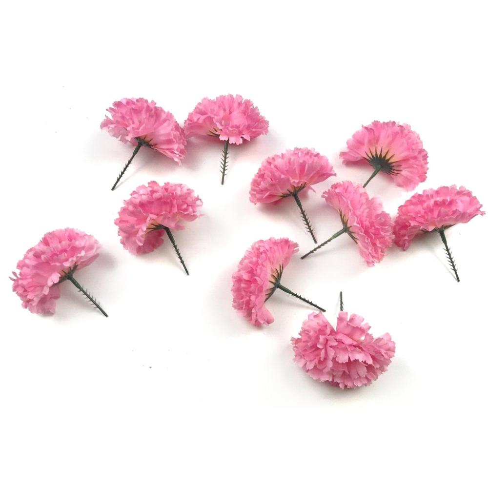 Wedding Flowers and Decorations | Pack of 10 Artificial Pink Carnation Flower Picks 8cm Flowering Plants & Trees Wedding Flowers & Decorations