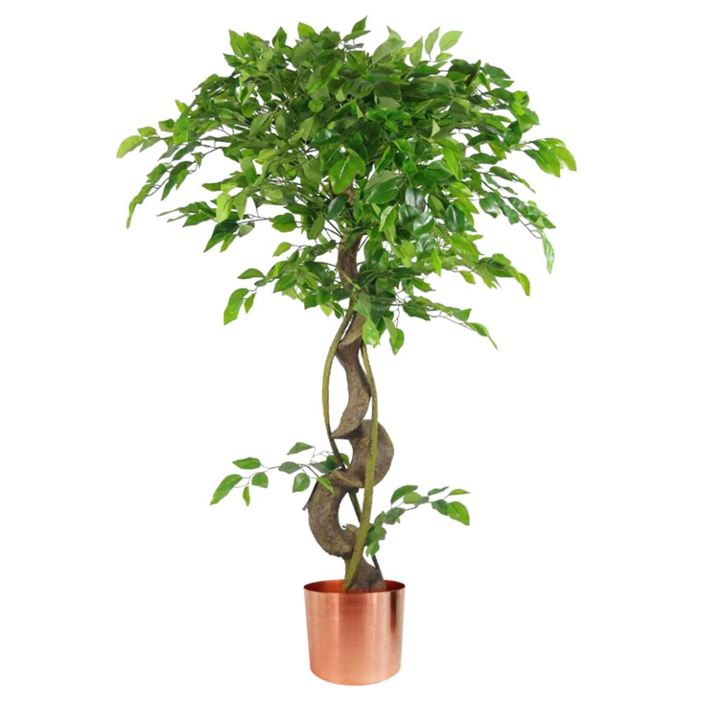 Japanese Trees | 120cm Twisted Trunk Artificial Japanese Fruticosa Style Ficus Tree Copper Planter Artificial Trees Japanese Trees