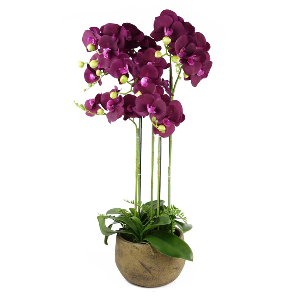 Orchids | 80cm Large Orchid Purple Artificial 41 REAL TOUCH flowers Flowering Orchids